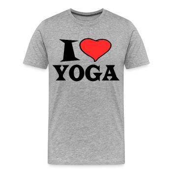 I love Yoga - I Love Yoga - Männer Premium Bio T-Shirt - Grau meliert - Vorne - Damien (186cm)