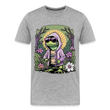 Grenouille rappeur - T-shirt bio Premium Homme - gris chiné - Devant - Damien (186cm)