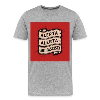 Alerta Antifasciste - T-shirt bio Premium Homme - gris chiné - Devant - Damien (186cm)