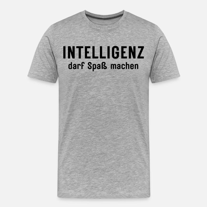 Intelligenz darf Spaß machen Statement Design - Männer Premium Bio T-Shirt - Grau meliert