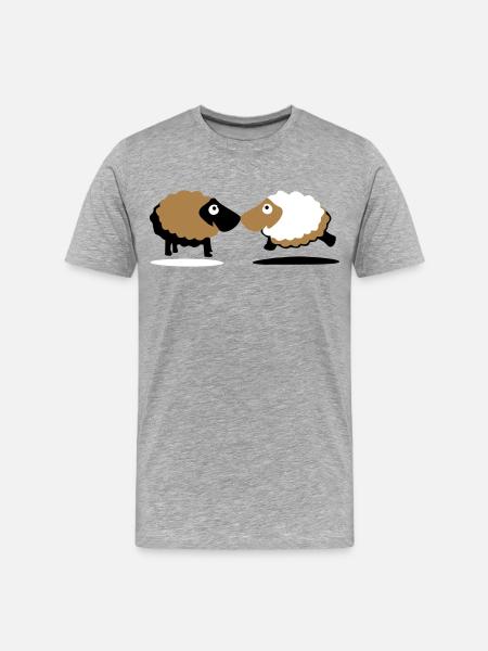 Schafe - Männer Premium Bio T-Shirt - Grau meliert