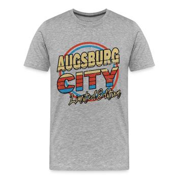 Augsburg Allemagne City Font Style des années 80 - T-shirt bio Premium Homme - gris chiné - Devant - Damien (186cm)