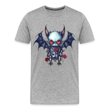 Roboter-Vampir-Fledermaus - Männer Premium Bio T-Shirt - Grau meliert - Vorne - Damien (186cm)
