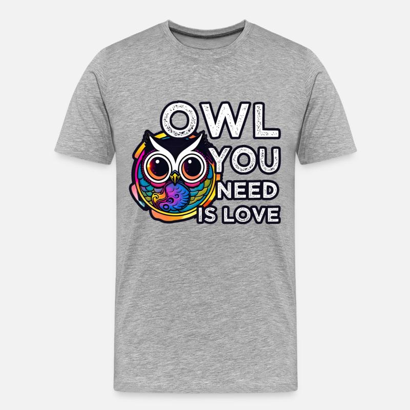 Liebe zählt Eule Eulen - Männer Premium Bio T-Shirt - Grau meliert