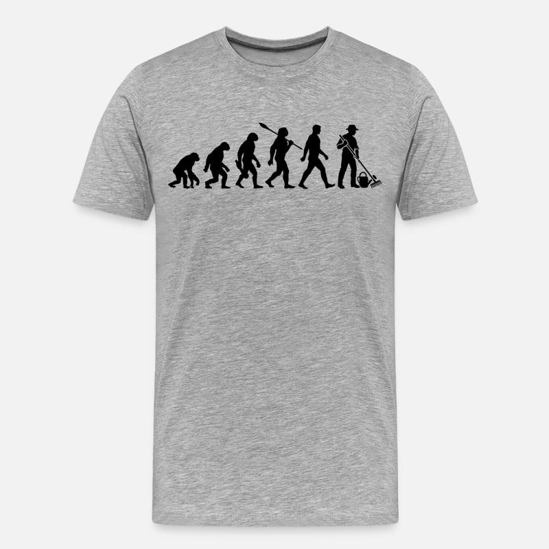 Evolution - Gärtner - Garten - Gartenarbeit - Männer Premium Bio T-Shirt - Grau meliert
