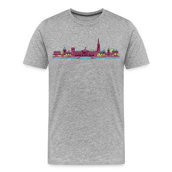 Bordeaux City Skyline Place de la Bourse Art - Men's Premium Organic T-Shirt - heather grey - Front - Damien (186cm)