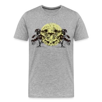 Mond Wald Bäume Natur Botanik Flora - Männer Premium Bio T-Shirt - Grau meliert - Vorne - Damien (186cm)