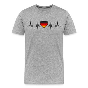 Deutschland Herzschlag EKG schwarz rot gold - Männer Premium Bio T-Shirt - Grau meliert - Vorne - Damien (186cm)
