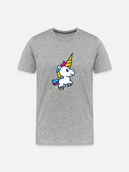 Einhorn Fohlen - Männer Premium Bio T-Shirt - Grau meliert