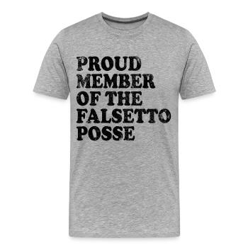 Proud Member of the Falsetto Posse - black - Men's Premium Organic T-Shirt - heather grey - Front - Damien (186cm)