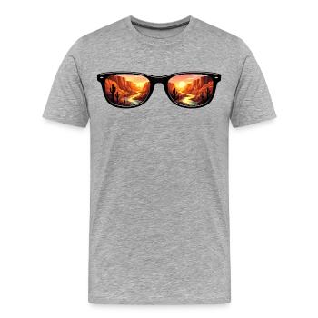 Lunettes de soleil Couchant du Désert - T-shirt bio Premium Homme - gris chiné - Devant - Damien (186cm)