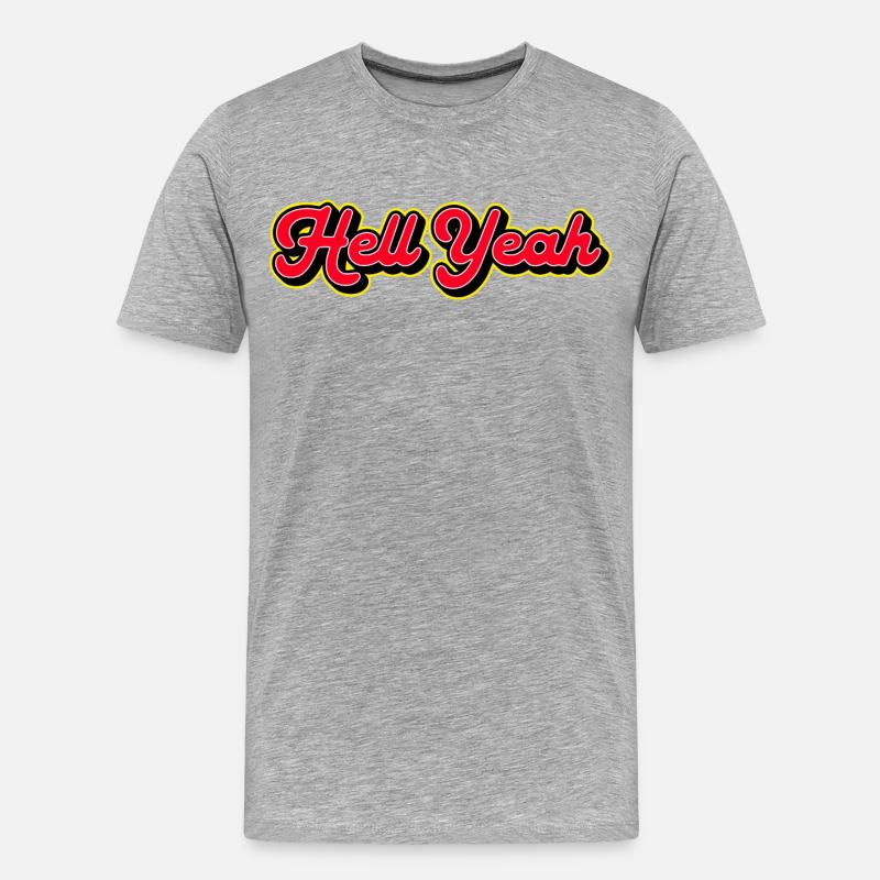 Hell yes 3D Retro Script - Männer Premium Bio T-Shirt - Grau meliert