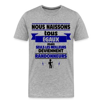 les meilleurs randonneurs - T-shirt bio Premium Homme - gris chiné - Devant - Damien (186cm)