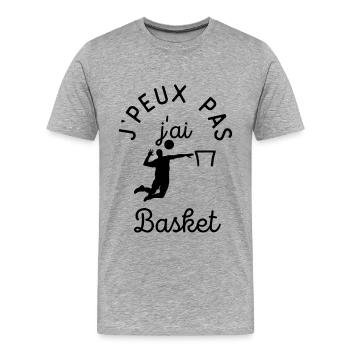 j peux pas j ai basket - T-shirt bio Premium Homme - gris chiné - Devant - Damien (186cm)