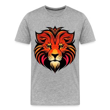Tête de lion puissante colorée - T-shirt bio Premium Homme - gris chiné - Devant - Damien (186cm)