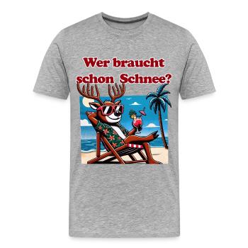 lustiges Anti Weihnachten Rentier im Urlaub - Männer Premium Bio T-Shirt - Grau meliert - Vorne - Damien (186cm)
