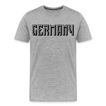 Lettrage Allemagne (Relief / 3D / Noir) - T-shirt bio Premium Homme - gris chiné - Devant - Damien (186cm)