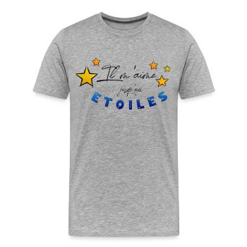Il m'aime - T-shirt bio Premium Homme - gris chiné - Devant - Damien (186cm)