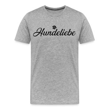 Hundeliebe mit Hundepfote - Männer Premium Bio T-Shirt - Grau meliert - Vorne - Damien (186cm)