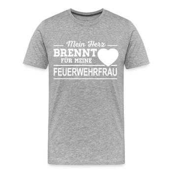 Feuerwehrfrau Herz Feuerwehr - Männer Premium Bio T-Shirt - Grau meliert - Vorne - Damien (186cm)