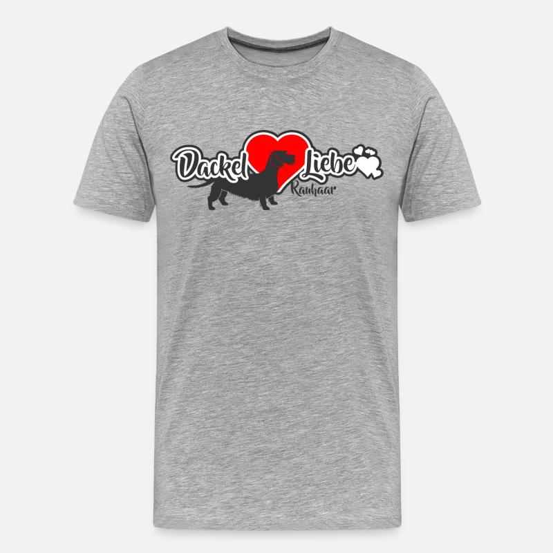 DackelLiebe Rauhaar Dackel - Männer Premium Bio T-Shirt - Grau meliert