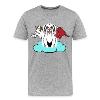 Céleste Satan Chien Hells Chien Diable Ange - T-shirt bio Premium Homme - gris chiné - Devant - Damien (186cm)