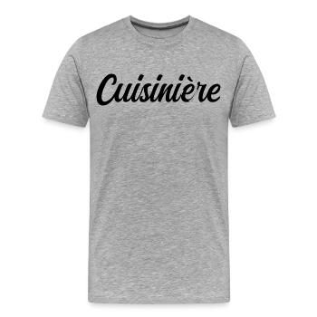 Cuisinière Cheffe Cuisine Gastronomie Professionne - T-shirt bio Premium Homme - gris chiné - Devant - Damien (186cm)