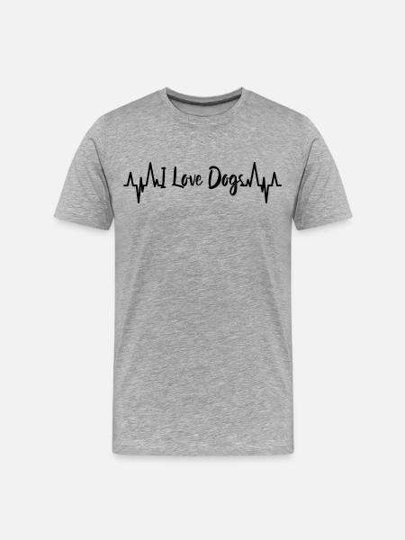 I Love Dogs Heartbeat - Men's Premium Organic T-Shirt - heather grey