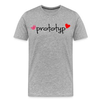 Hashtag prototype Inscription T-shirt - T-shirt bio Premium Homme - gris chiné - Devant - Damien (186cm)