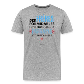 Futur parrain futur frère parrain demande parrain - T-shirt bio Premium Homme - gris chiné - Devant - Damien (186cm)