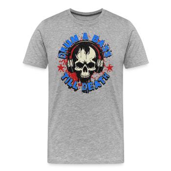 Chemise drum and bass - DNB jusqu’à la mort - T-shirt bio Premium Homme - gris chiné - Devant - Damien (186cm)