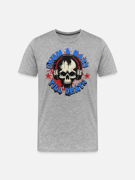 Drum and Bass Shirt - DNB bis in den Tod - Männer Premium Bio T-Shirt - Grau meliert