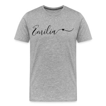 Prénom Emilia Prénom décoratif - T-shirt bio Premium Homme - gris chiné - Devant - Damien (186cm)