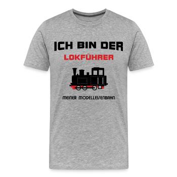 Lokführer Modelleisenbahn - Männer Premium Bio T-Shirt - Grau meliert - Vorne - Damien (186cm)