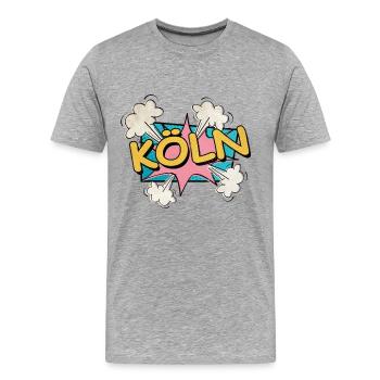 Cologne Allemagne Ville Police Pop Art Comic - T-shirt bio Premium Homme - gris chiné - Devant - Damien (186cm)