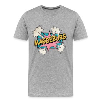 Magdebourg Allemagne Ville Police Pop Art Bande dessinée - T-shirt bio Premium Homme - gris chiné - Devant - Damien (186cm)
