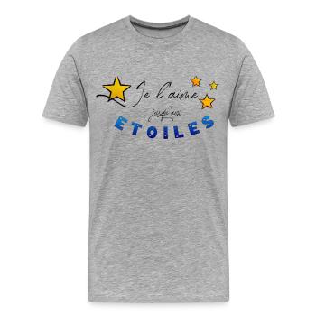 Ich liebe ihn - Männer Premium Bio T-Shirt - Grau meliert - Vorne - Damien (186cm)