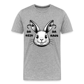Là-dedans, là-bas, lapin, lapin de Pâques, Pâques, drôle, peu importe - T-shirt bio Premium Homme - gris chiné - Devant - Damien (186cm)