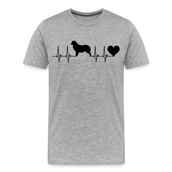Australian Shepherd, Dog, Heart, Pulse, Animals, ECG - Men's Premium Organic T-Shirt - heather grey - Front - Damien (186cm)