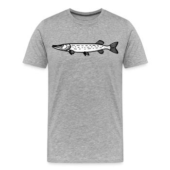 Brochet 01 - T-shirt bio Premium Homme - gris chiné - Devant - Damien (186cm)