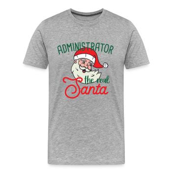 Admin Noël le vrai Noël du Père Noël - T-shirt bio Premium Homme - gris chiné - Devant - Damien (186cm)