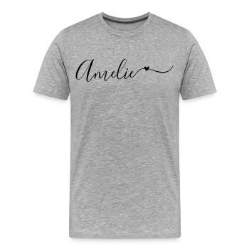 Amélie Prénom Prénom décoratif - T-shirt bio Premium Homme - gris chiné - Devant - Damien (186cm)