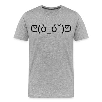 Émote Muscle ᕦ(ò_ó ˇ)ᕤ Kaomoji Fort - T-shirt bio Premium Homme - gris chiné - Devant - Damien (186cm)