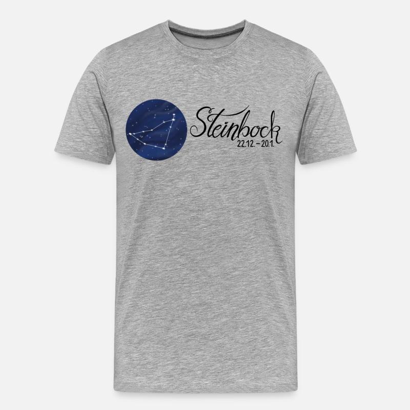 Sternzeichen Steinbock Tierkreiszeichen Astrologie - Männer Premium Bio T-Shirt - Grau meliert