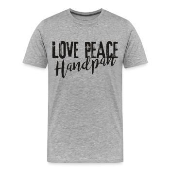 LOVE PEACE Handpan - black - Männer Premium Bio T-Shirt - Grau meliert - Vorne - Damien (186cm)