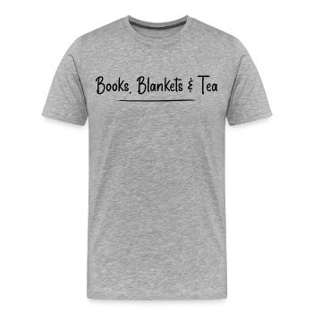 Bücher, Decken und Tee - Männer Premium Bio T-Shirt - Grau meliert - Vorne - Damien (186cm)