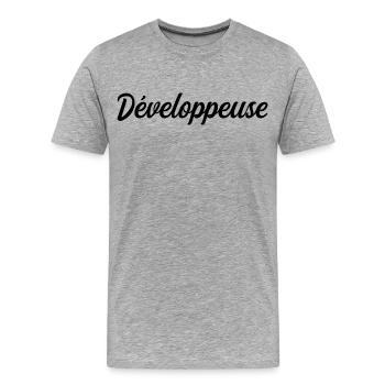 Développeuse Web Code Logiciel Application Tech - T-shirt bio Premium Homme - gris chiné - Devant - Damien (186cm)