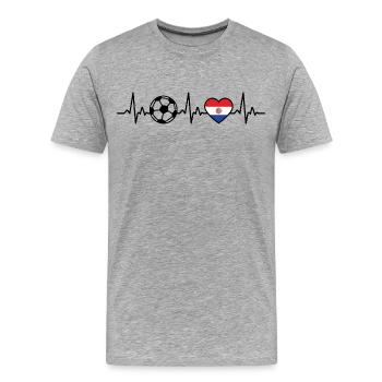 Paraguay Football Heartbeat Paraguay - T-shirt bio Premium Homme - gris chiné - Devant - Damien (186cm)