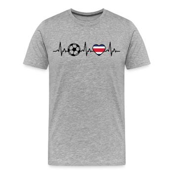 Costa Rica Football Heartbeat Costa Rica - T-shirt bio Premium Homme - gris chiné - Devant - Damien (186cm)