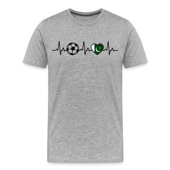 Battement de cœur du Football pakistanais - T-shirt bio Premium Homme - gris chiné - Devant - Damien (186cm)